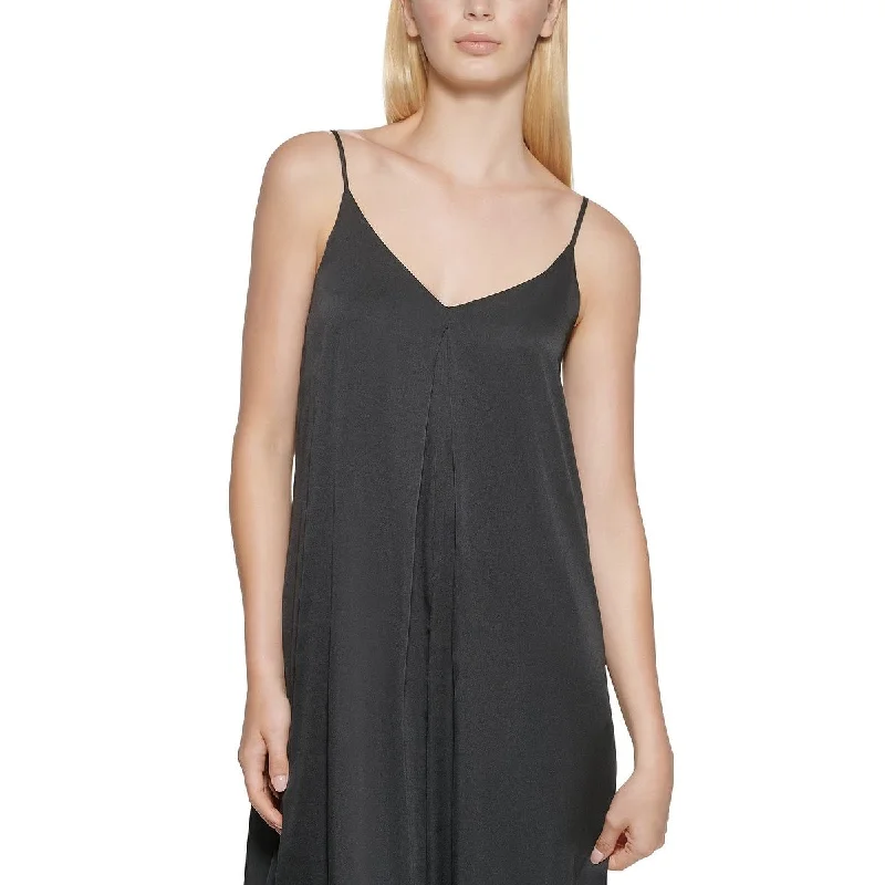 Comfy Chic Karl Lagerfeld Paris Women's Satin Midi Dress Black Size 4