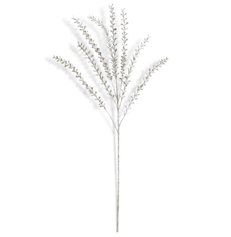 Fashionable In The Times 53468A-SI 31" Silver Glittered Stem Mini Teardrop Leaves