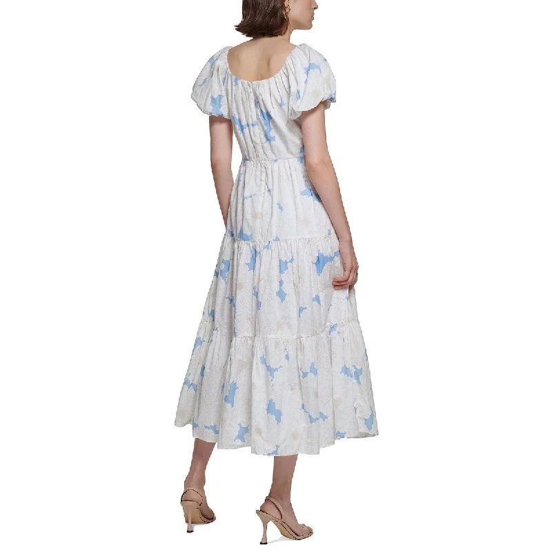 Independent design Calvin Klein Women's Cotton Tiered A Line Dress Blue Size 2