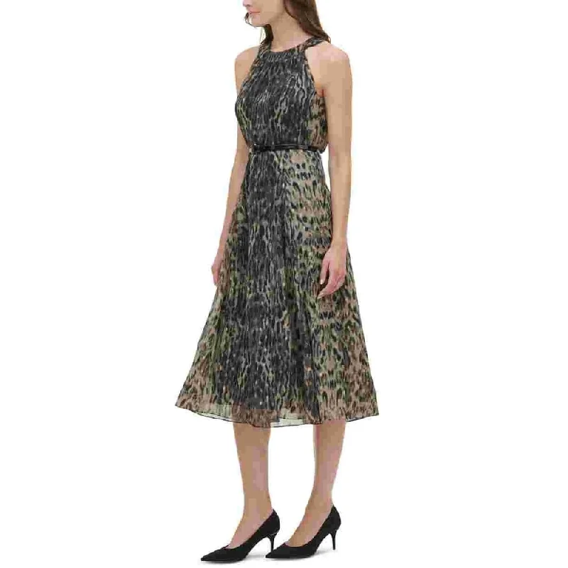 High-quality Design Tommy Hilfiger Women's Printed Belted Midi Dress Gray Size 2