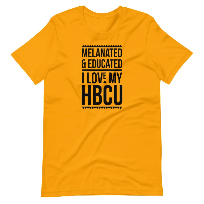 Noble And Elegant Melanated & Educated - I Love My HBCU T-Shirt (Black Text)