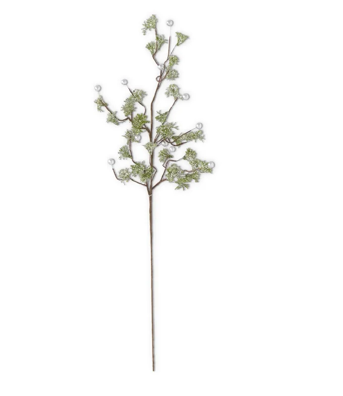Trendy Items 51993D-SI 28" Green Glittered Stem Silver Beads