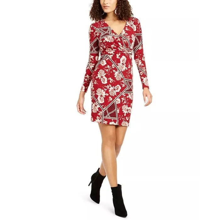 Mid-length Style Thalia Sodi Women's Crossover Surplice Dress Red Size X-Small