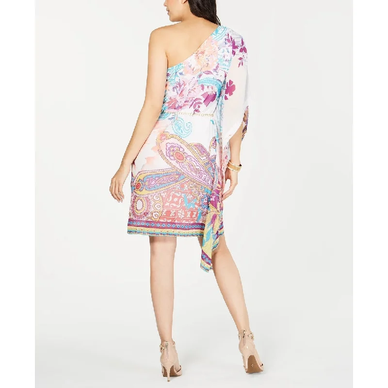 Elegant Temperament Thalia Sodi Women's One-Shoulder Scarf Dress White Size Medium