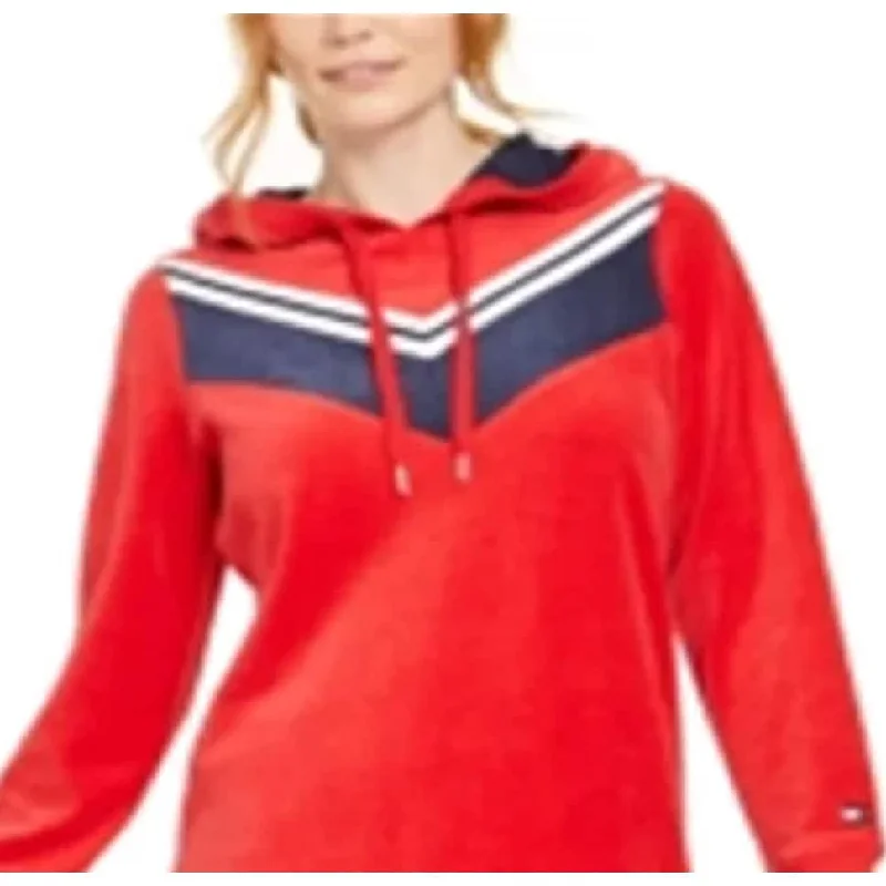 Spiritual Vitality Tommy Hilfiger Women's Sport Velour Varsity Chevron Dress Red Size X-Large