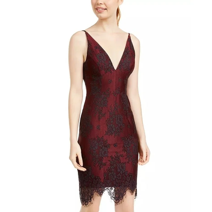 Fresh Wear Blondie Nites Nights Juniors' Lace Plunge Dress Black Size 7