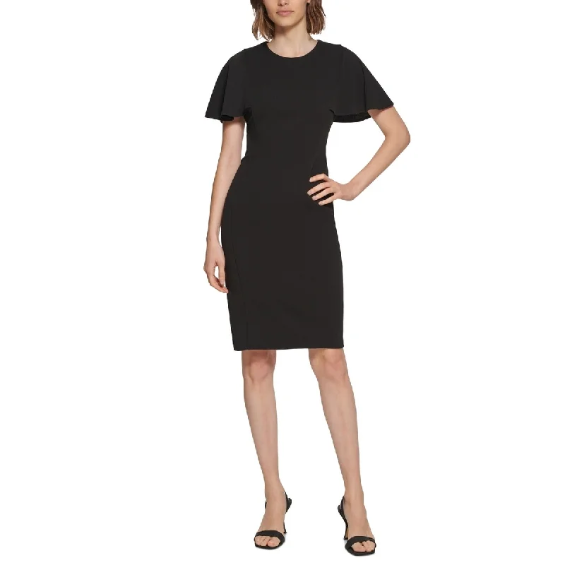 Cozy Fit Wear Calvin Klein Women's Capelet Sheath Dress Black Size 6