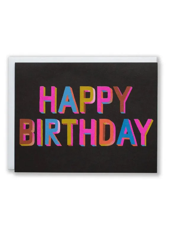 Classic Retro Happy Birthday 3D Brights Card