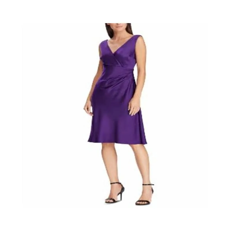 Sports Express Ralph Lauren Women's Concettah Satin Sleeveless Cocktail Dress Purple Size 16