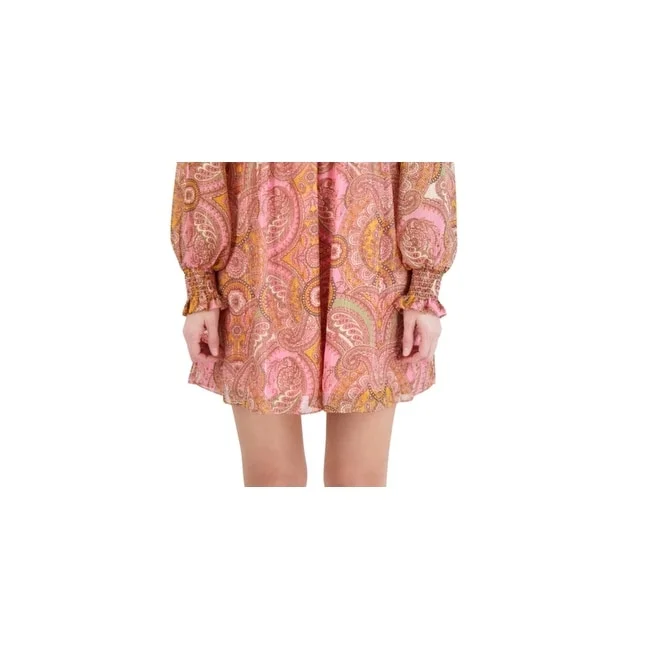 Classic Series Bcbgeneration Women's Paisley-Print Babydoll Dress Pink Size 2