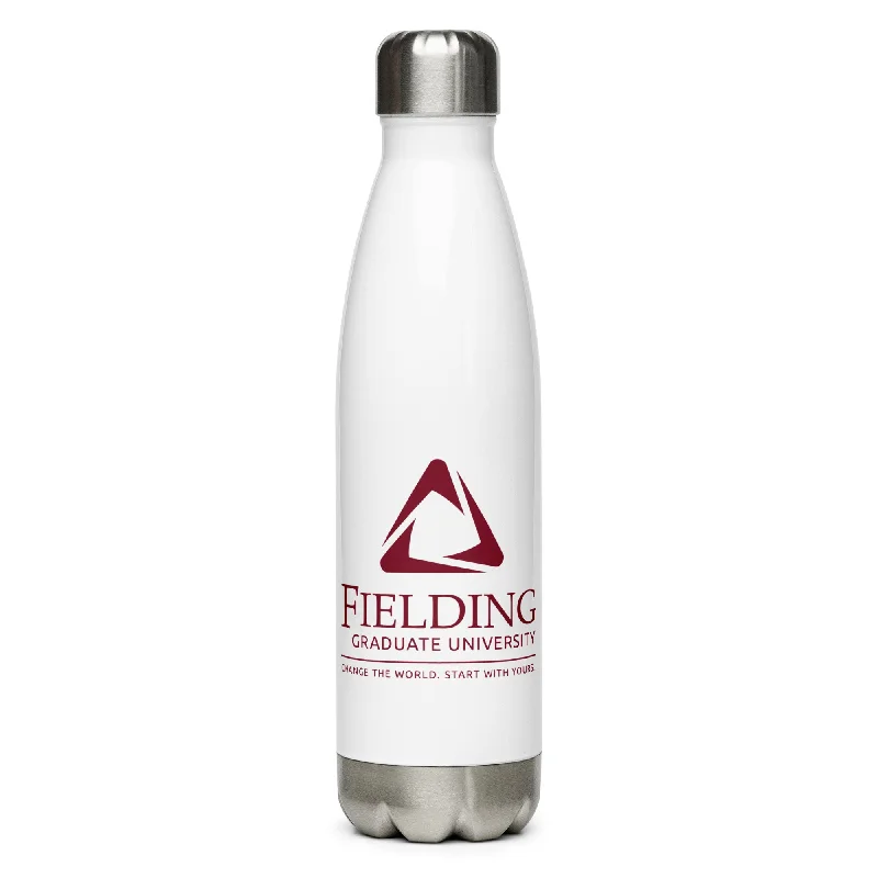 Simple Design Stainless Steel Water Bottle - White | Fielding Logo