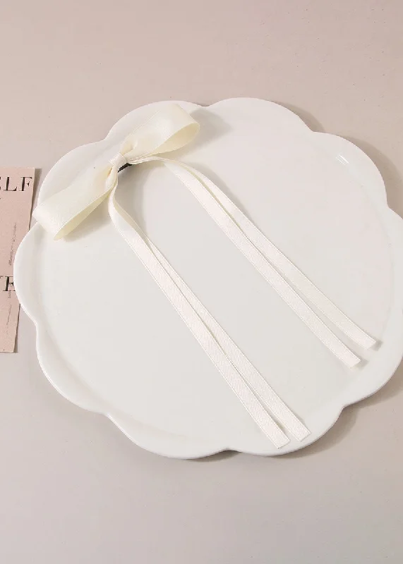 Free And Comfortable Long Ribbon Bow Clip - Off-White