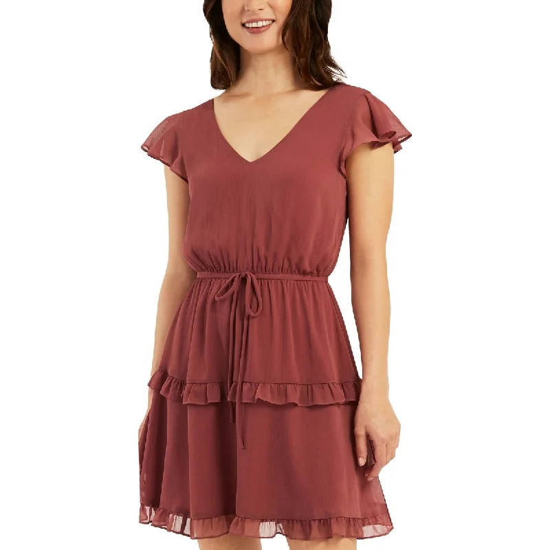 Boutique style BCX Junior's Tie Waist Ruffled Dress Pink Size XS