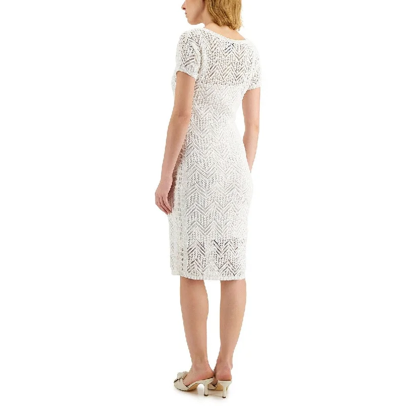 European Plan Donna Karan Women's Crochet Dress White Size Medium