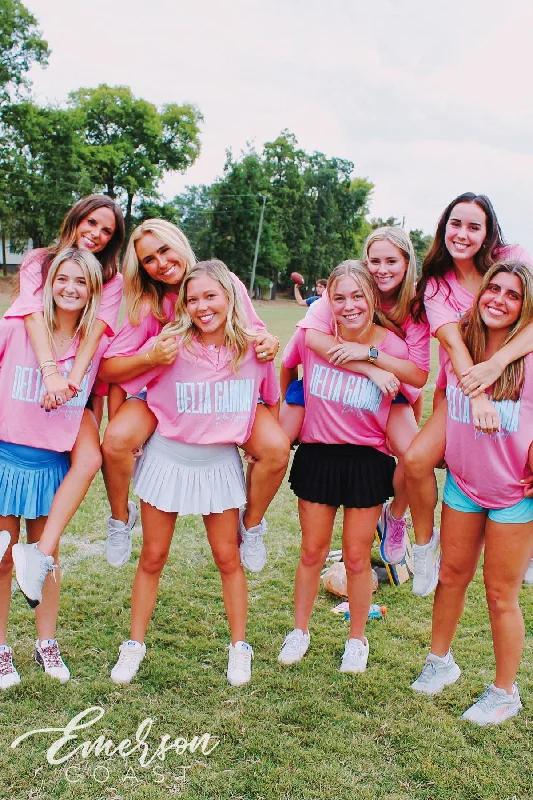 Exquisite Tailoring Delta Gamma Pink Do Good Henley