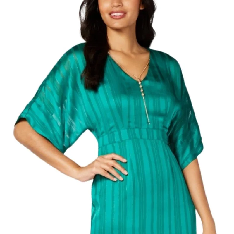 High-waisted pants style Thalia Sodi Women's Dolman Sleeve Necklace Mini Dress Green Size X-Small