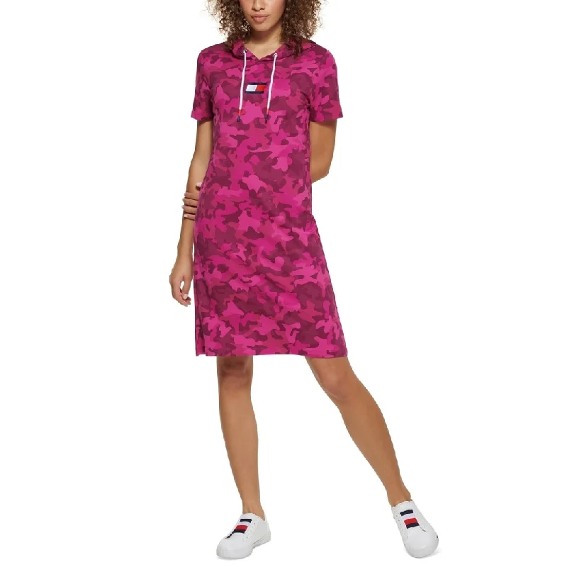 Elegant Series Tommy Hilfiger Women's Camo Print Hoodie Dress Pink Size X-Small