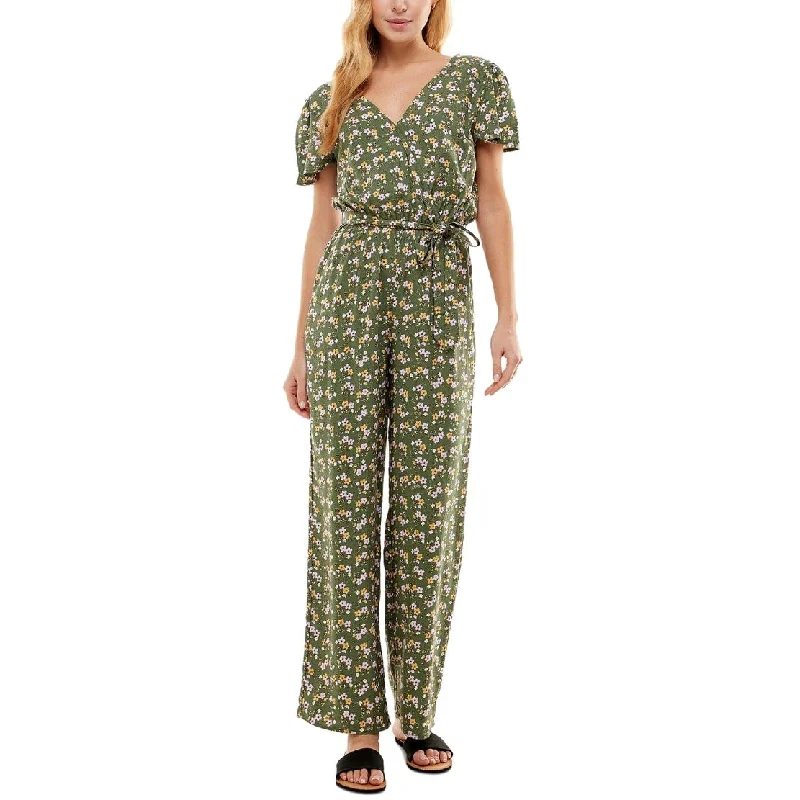 Floral Prints Kingston Women's Floral Print Surplice Jumpsuit Green Size XX-Small
