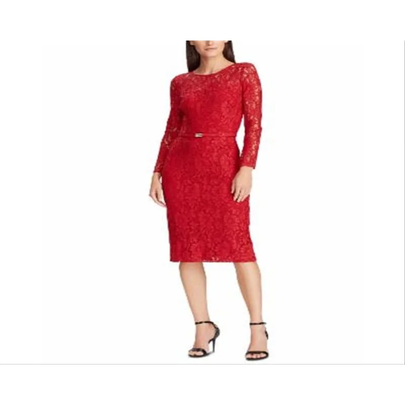 Cozy Pants Ralph Lauren Women's Floral Belted Dress Red Size 10