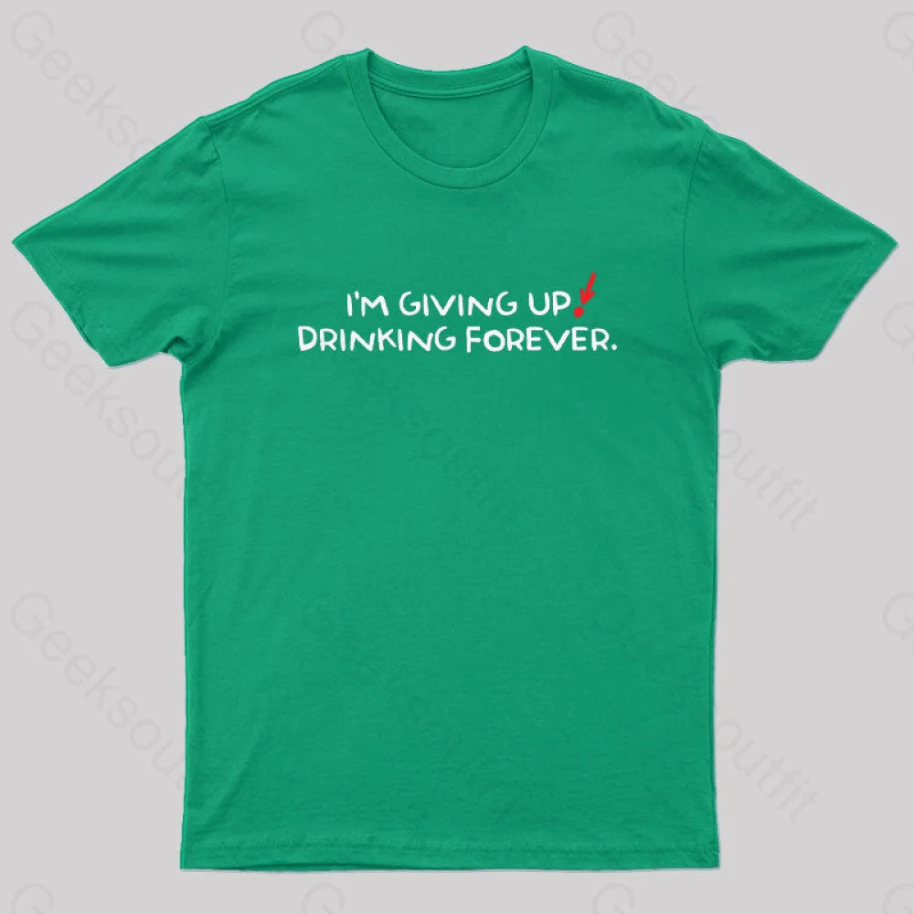 Retro Design Drinking Forever Geek T-Shirt