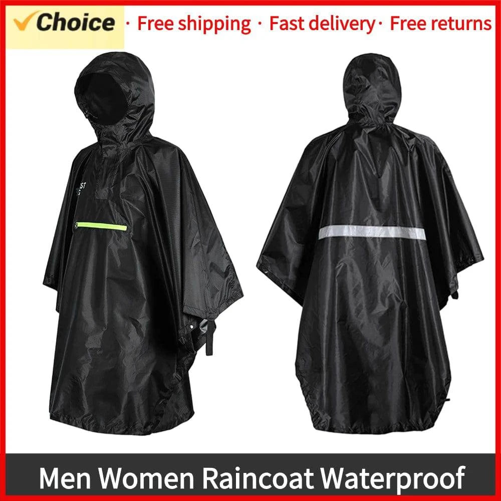 Fashion Style Rain Cape Men Women Raincoat Bicycle Raincoat Rain Coat Rainwear with Reflector Rainproof Poncho with Reflective Strip