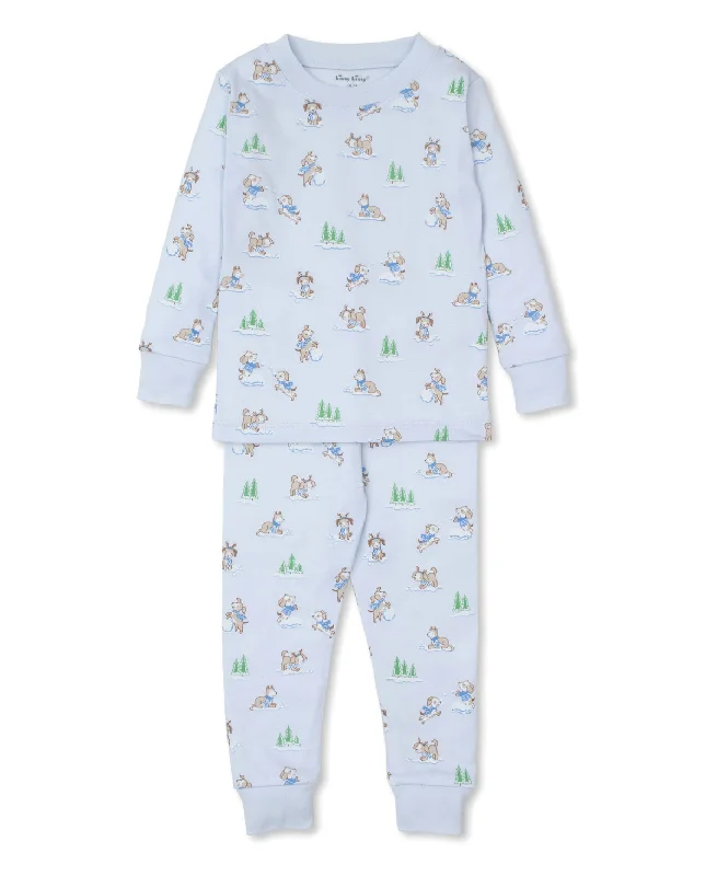 Urban Style Kissy Kissy Snugfit Pajama Set in Blue Puppy Snowball Pranks