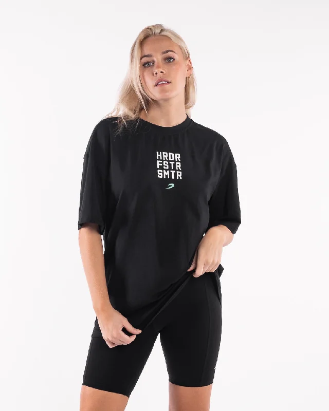 Single item design HRDR FSTR SMTR Oversized T-Shirt - Black