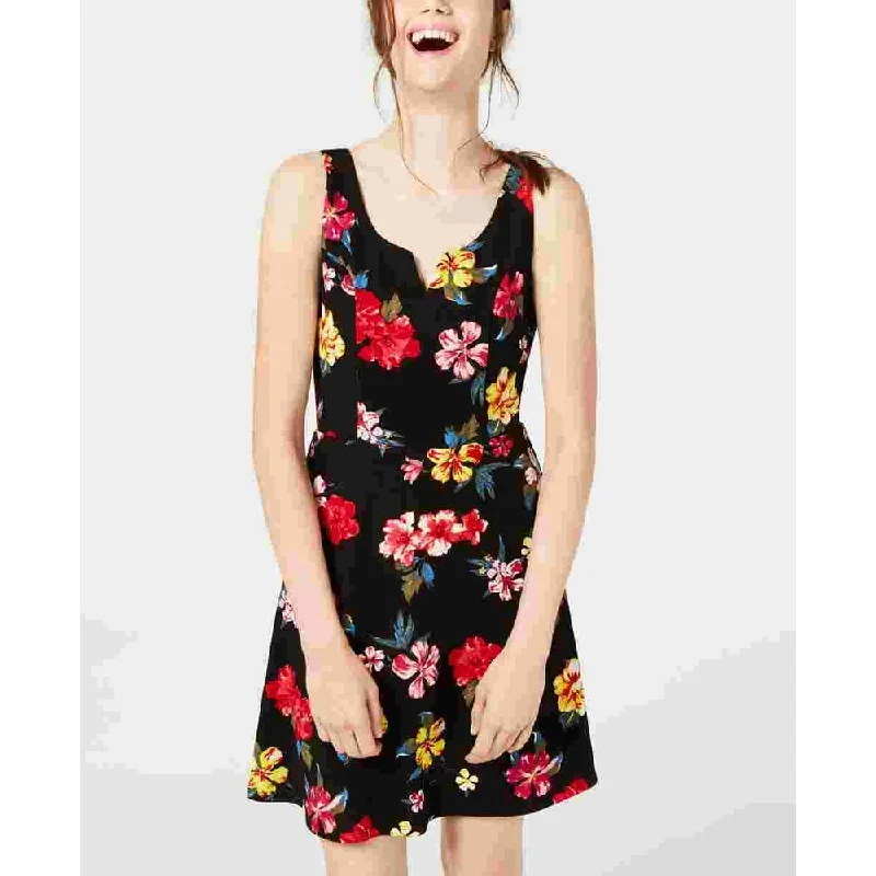 Smart Casuals Planet Gold Women's Notched Sleeveless Casual Dress Black Size Small