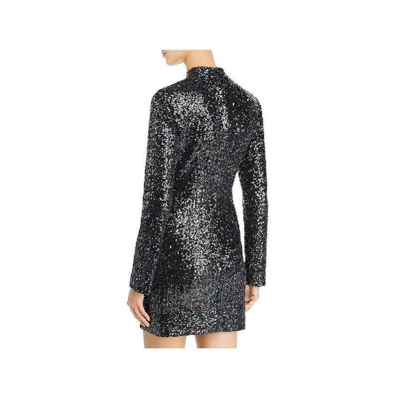 Retro Prints Rachel Zoe Women's Pierina Long Sleeve Sequin Mini Dress Purple Size 2