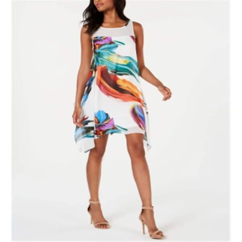 Black And White Style Robbie Bee Women's Printed Chiffon a Line Dress White Size 8 P