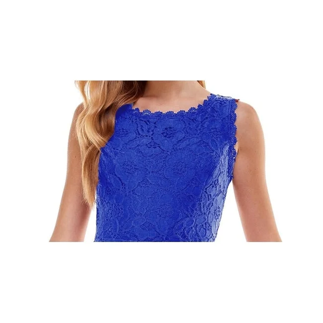 Loose Fit City Studios Junior's Lace Fit & Flare Dress Blue Size 1