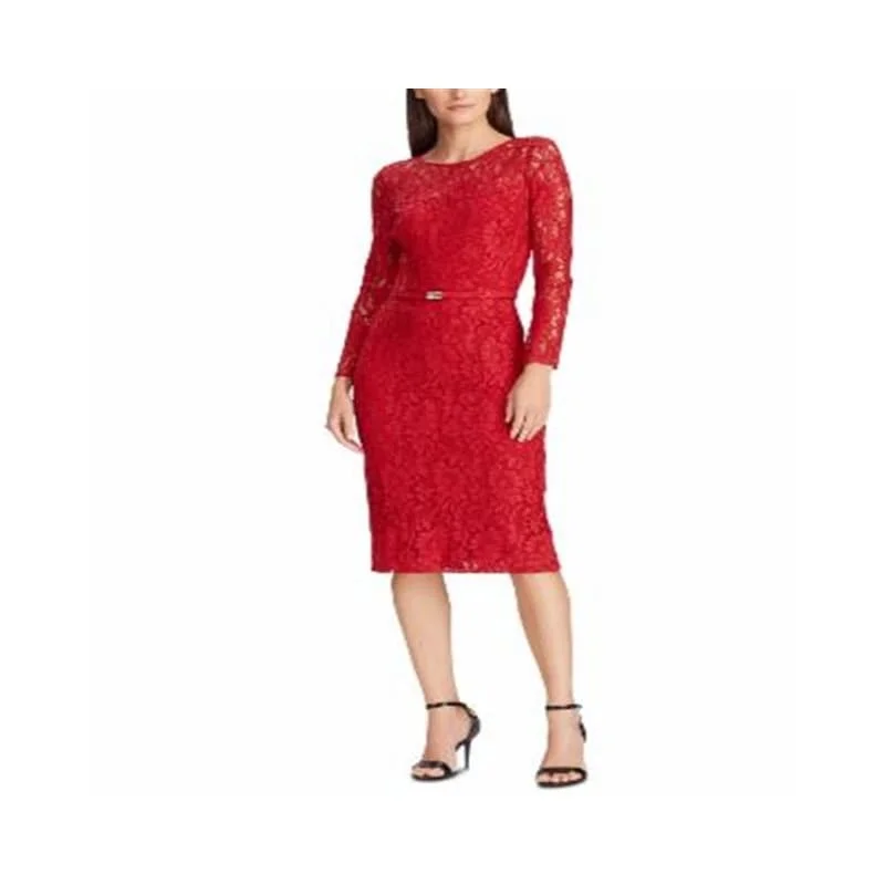 Sports Fitness Wear Ralph Lauren Women's Floral Belted Dress Red Size 8