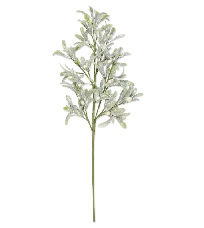 New Products 53998A 24" Glittered Mistletoe Stem Berries
