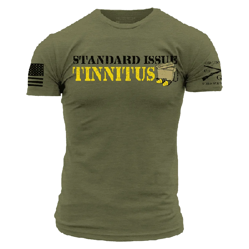 Embroidered Letters Tinnitus T-Shirt - Military Green