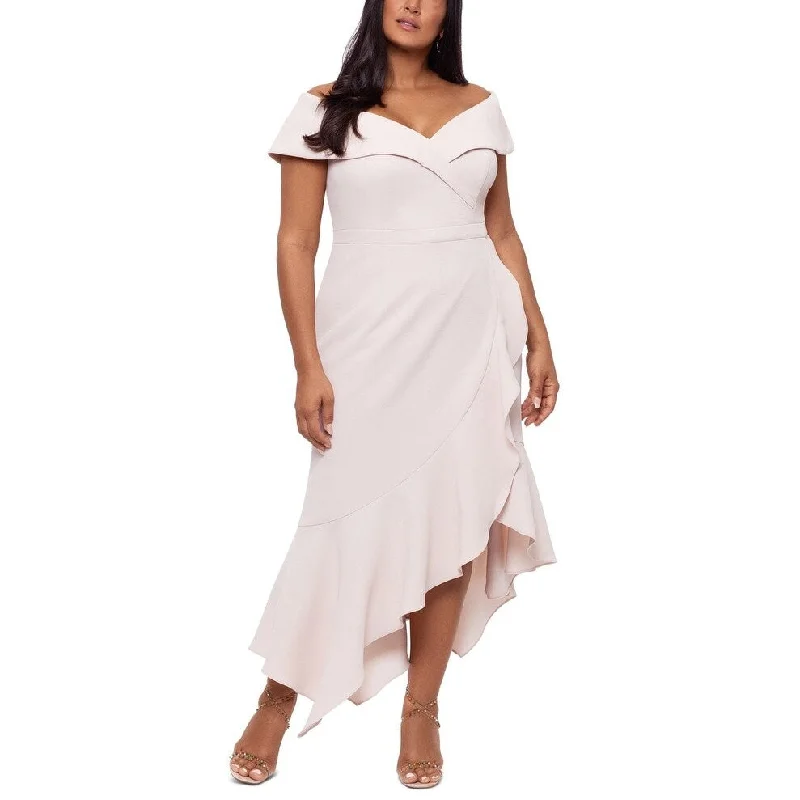 Personality Publicity Xscape Women's Off The Shoulder Gown Beige Size 14W