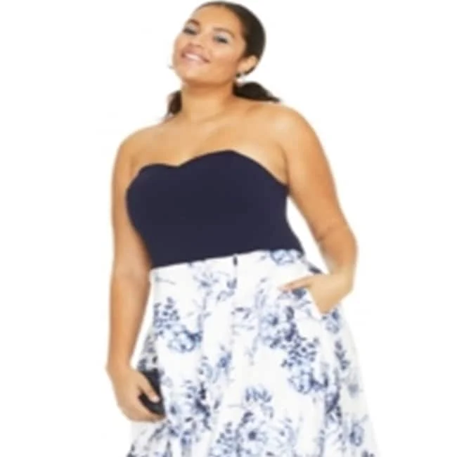 French Style Speechless Women's Floral Sleeveless Sweetheart Neckline Full Length Formal Fit Flare Dress White Size 22W French Style Speechless Women's Floral Sleeveless Sweetheart Neckline Full Length Formal Fit Flare Dress White Size 22W