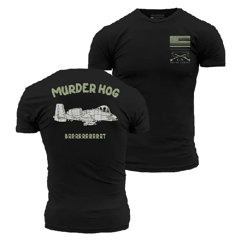 Editorial Design Murder Hog T-Shirt - Black