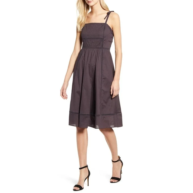 Stylish Wear Anne Klein Women's Embroidered Fit & Flare Dress Gray Size 8
