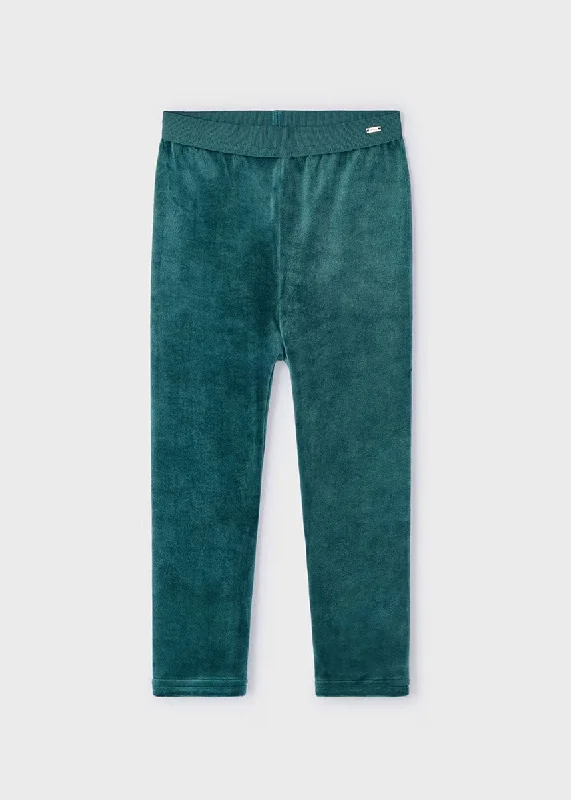 Breathable Style Emma Velvet Leggings - Bottle Green