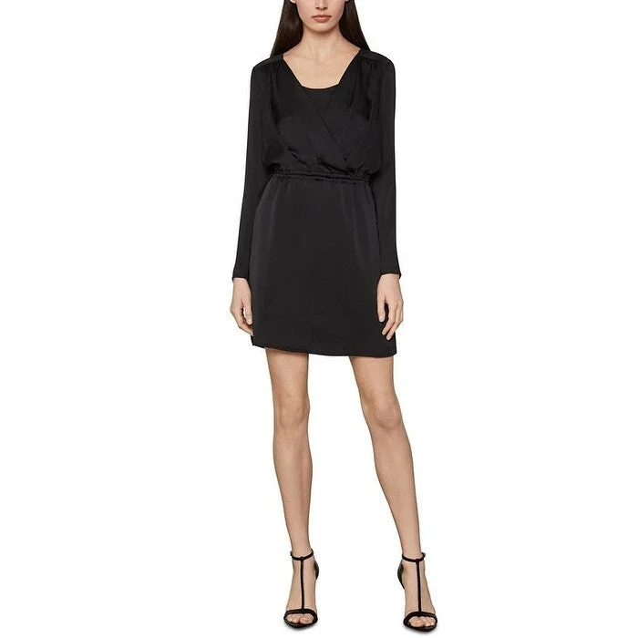 Comfortable down Bcbgmaxazria Women's Satin Drawstring Waist Cocktail Dress Black Size Large