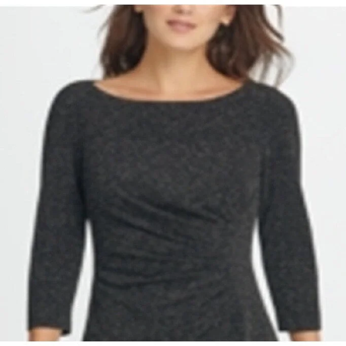 Chic Comfort Dkny Women's Long Sleeve Jewel Neck Above The Knee Sheath Cocktail Dress Black Size 6