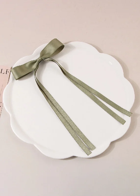 Unique Fashion Long Ribbon Bow Clip - Green