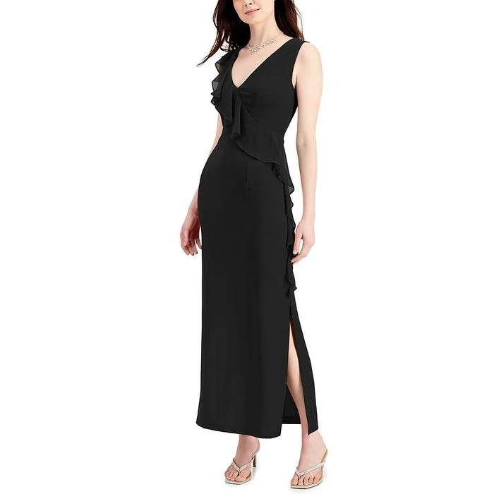 Energetic Connected Women's Cascade Ruffle Dress Black Size 16