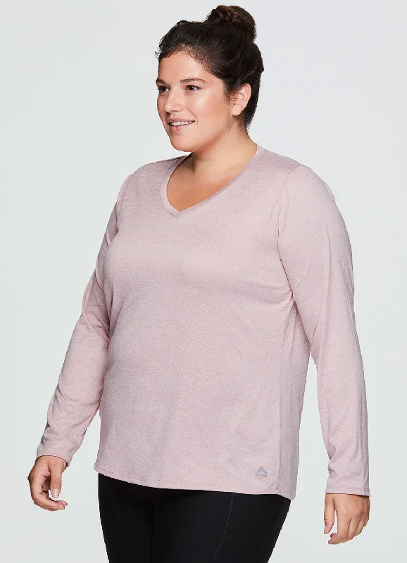 Retro Prints Plus Stratus Long Sleeve V-Neck Workout Tee