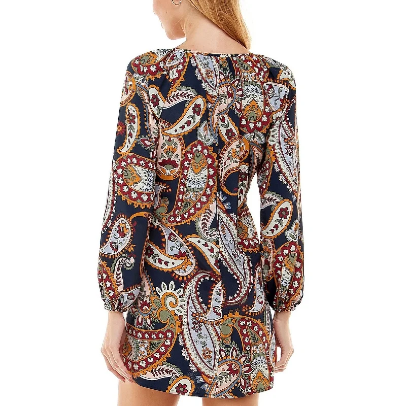 Nightclub Style City Studios Junior's Printed Fit & Flare Dress Black Size X-Small