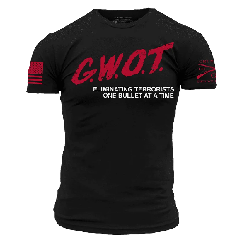 Simple Solid Color G.W.O.T. T-Shirt - Black