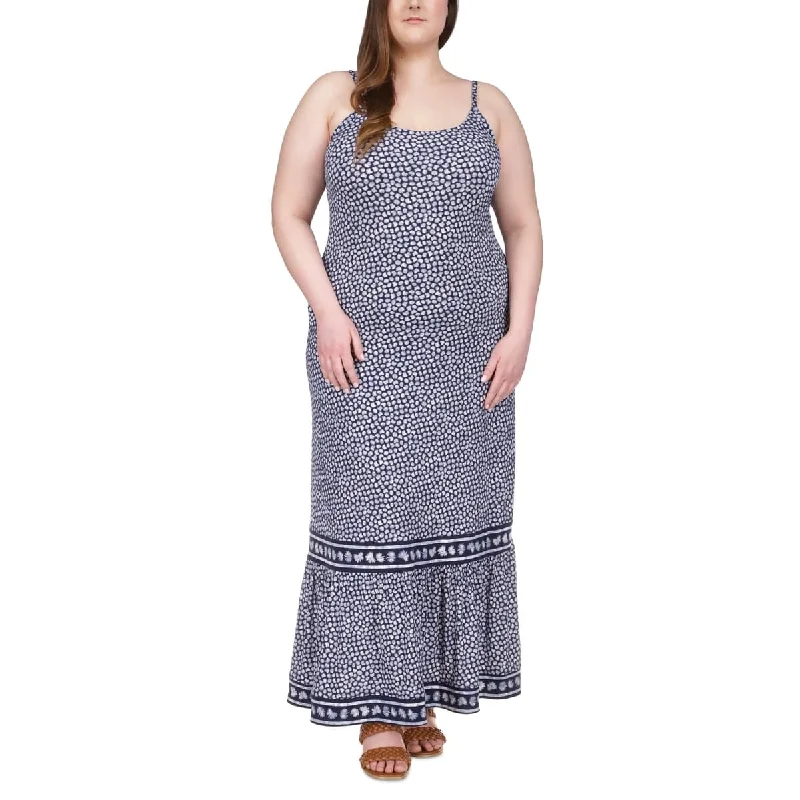 Sports Series Michael Kors Women's Border Print Slip Maxi Dress Blue Size 3X