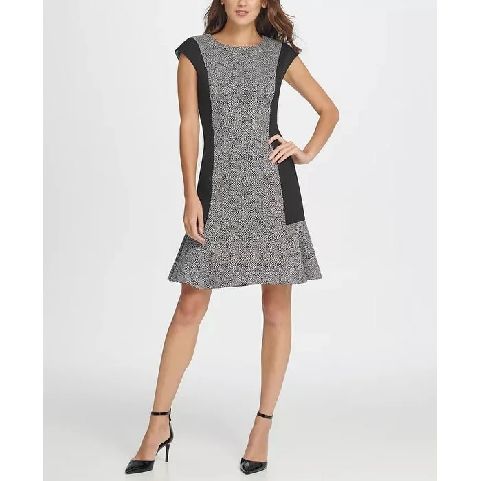 Comfortable Fashion DKNY Women's Colorblock Millenium Flounce Shift Dress White Size 12