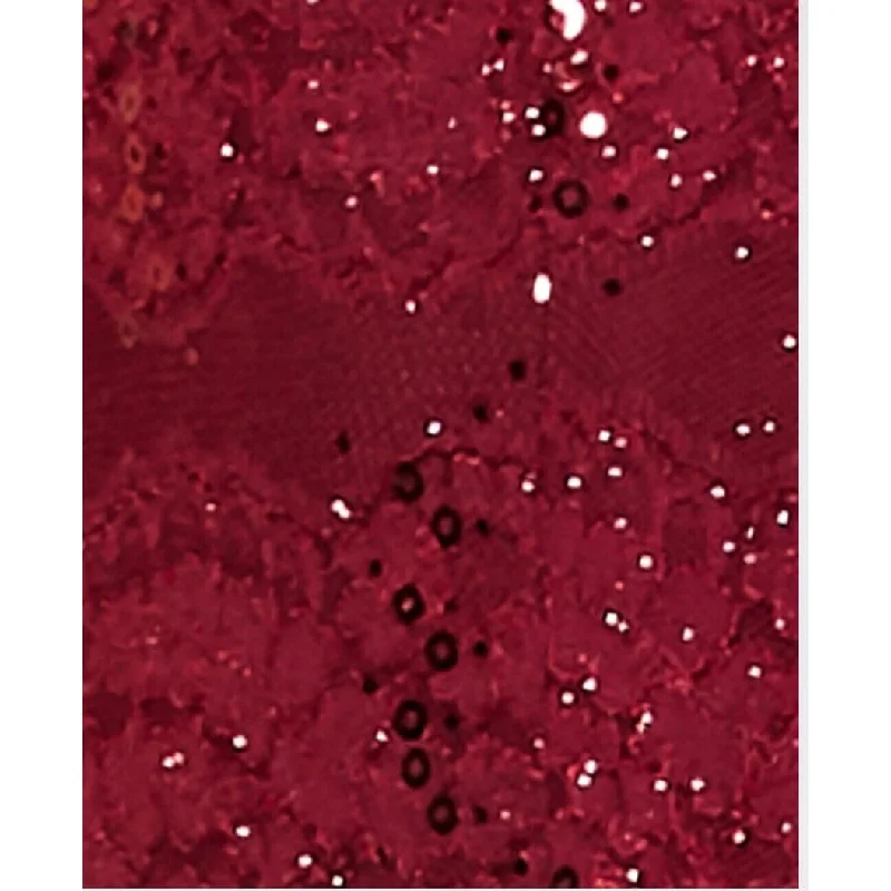 Versatile Itinerary Teeze Me Juniors' Sequined Lace Illusion Dress Wine Size 11/12