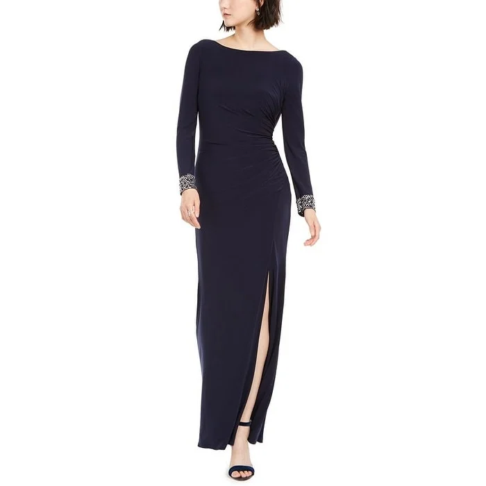 Luxury and fashionable Vince Camuto Women's Embellished Draped Back Gown Blue Size 6